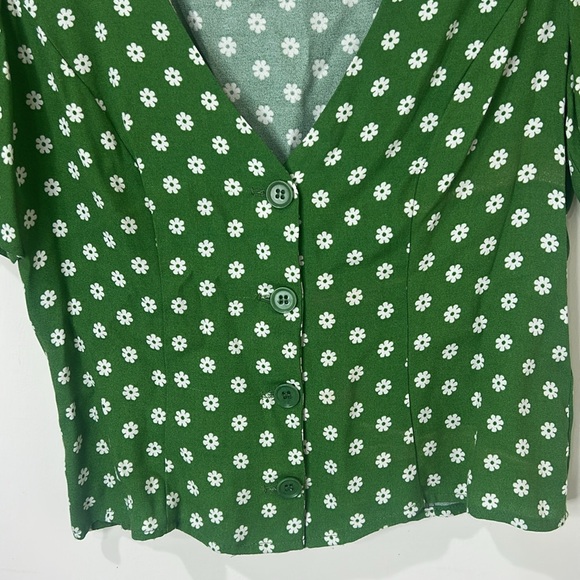 REFORMATION Green Janet Floral Woven Top Size 4 - Picture 15 of 16